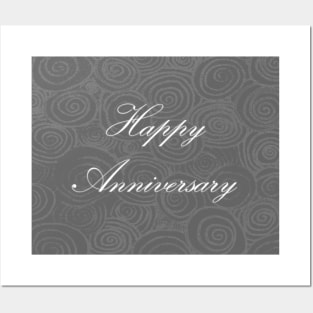 Anniversary Swirls Dark Silver Posters and Art